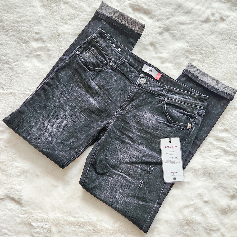 NWT CABI KATE JEANS 3749 SLIM BOYFRIEND SHADOW WASH SIZE 8 NEW